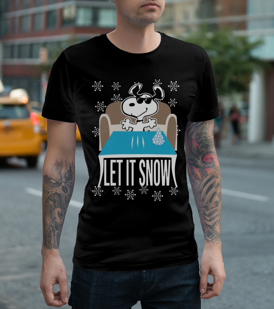 Let It Snow Snoop Dogg Walmart Cocaine Santa Snowflakes Charlie Brown Peanuts T-Shirt