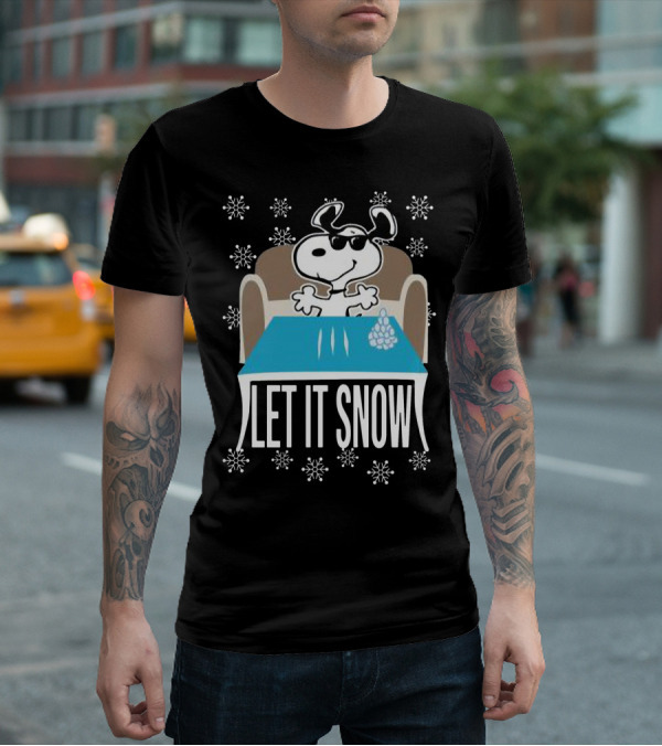 Let It Snow Snoop Dogg Walmart Cocaine Santa Snowflakes Charlie Brown Peanuts T-Shirt