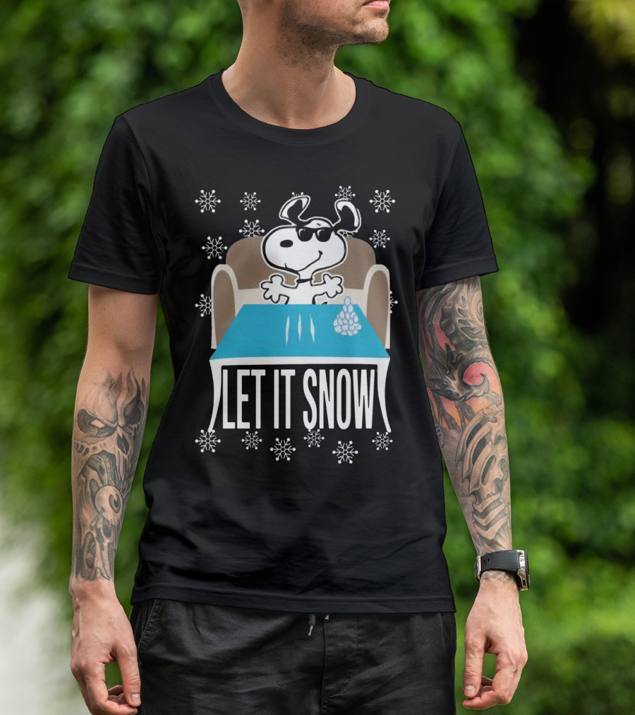 Let It Snow Snoop Dogg Walmart Cocaine Santa Snowflakes Charlie Brown Peanuts T-Shirt