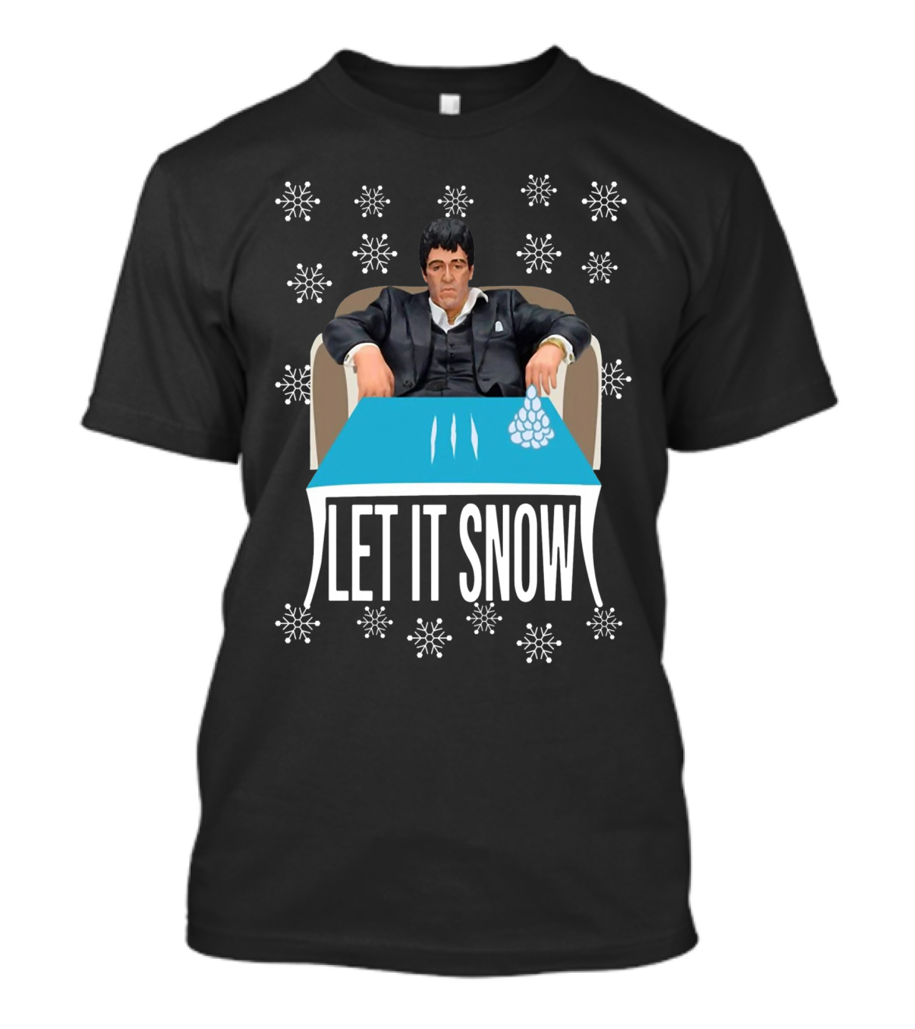 Let It Snow Tony Montana Snowflake Cocaine Santa T-Shirt