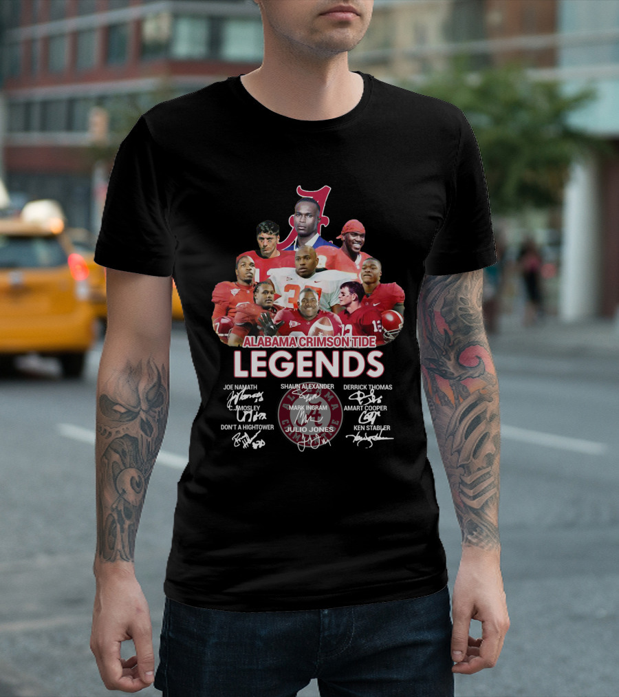 Alabama Crimson Tide Legends Joe Namath Shaun Alexander Derrick Thomas C.j. Mosley Mark Ingram Amari Cooper Dont'a Hightower Julio Jones Ken Stabler T-Shirt