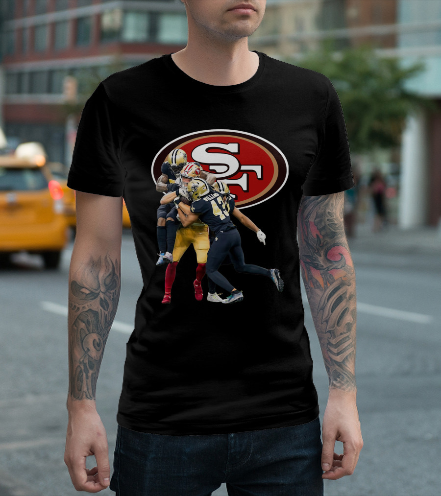 San Francisco 49ers Vs New Orleans Saints Marcus Williams Action Play T-Shirt
