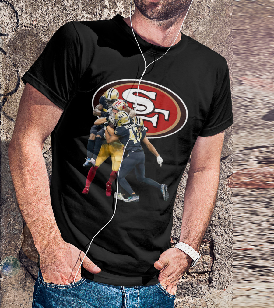 San Francisco 49ers Vs New Orleans Saints Marcus Williams Action Play T-Shirt