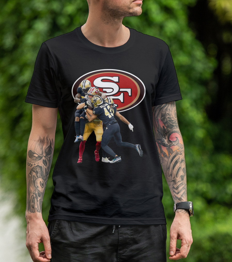 San Francisco 49ers Vs New Orleans Saints Marcus Williams Action Play T-Shirt