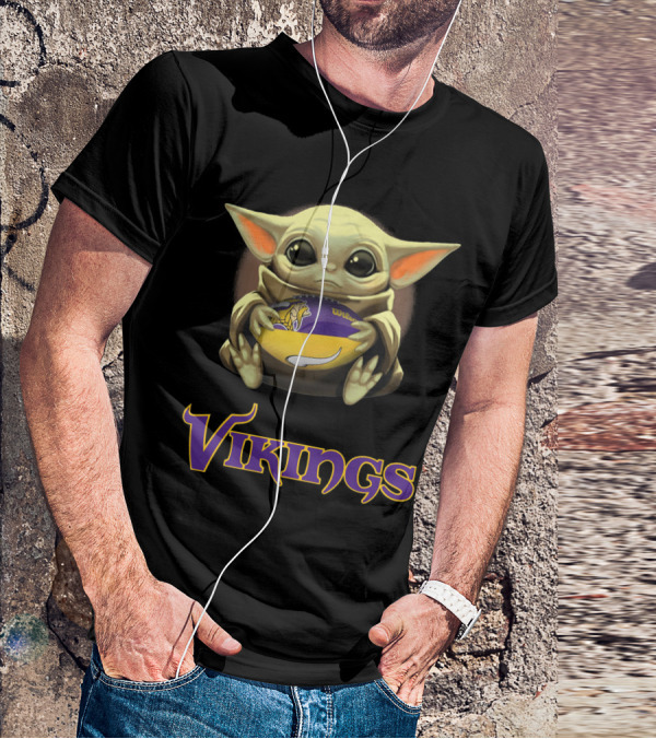 Baby Yoda With Minnesota Vikings Football T-Shirt