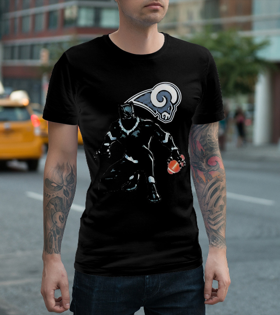 Black Panther Rams Football Crossover Los Angeles Rams T-Shirt