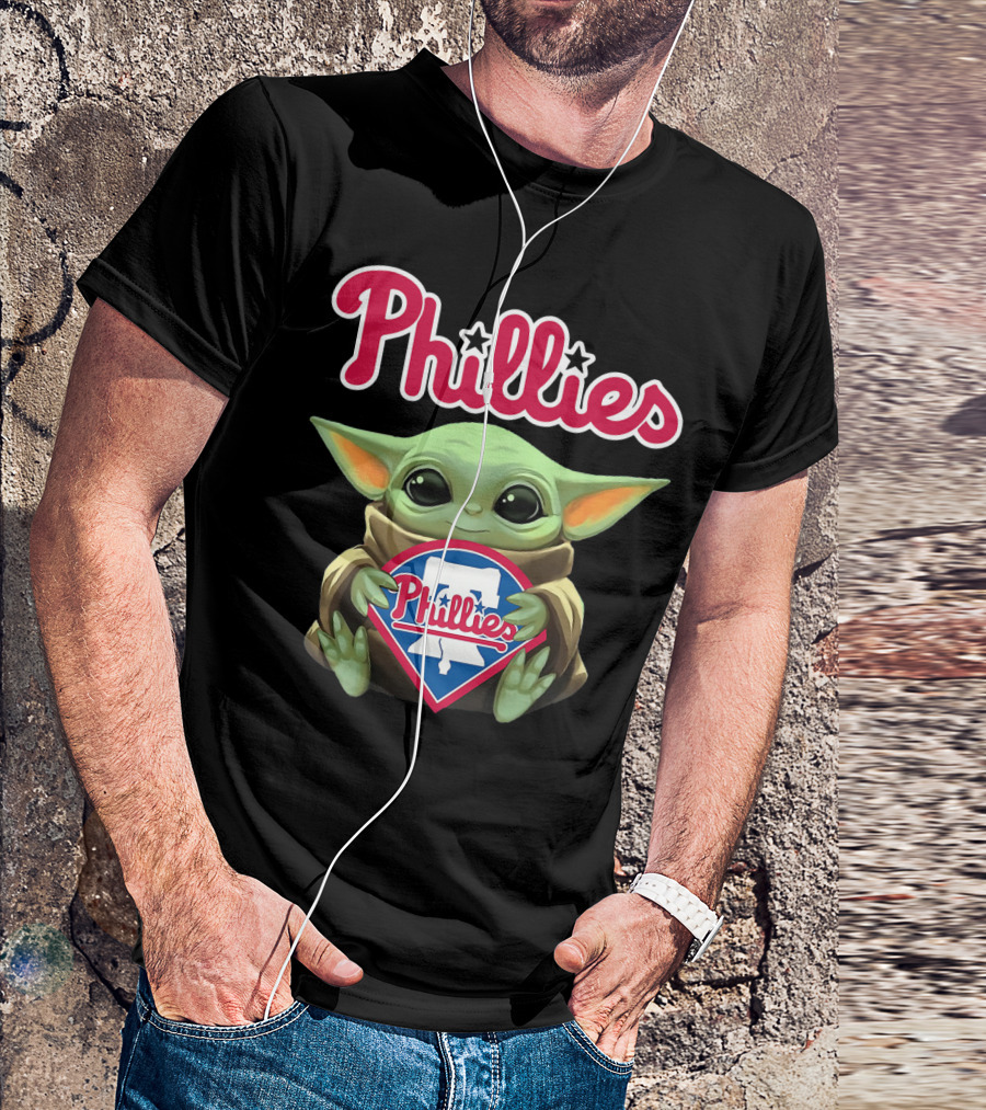 Phillies Baby Yoda Hug Philadelphia Phillies T-Shirt