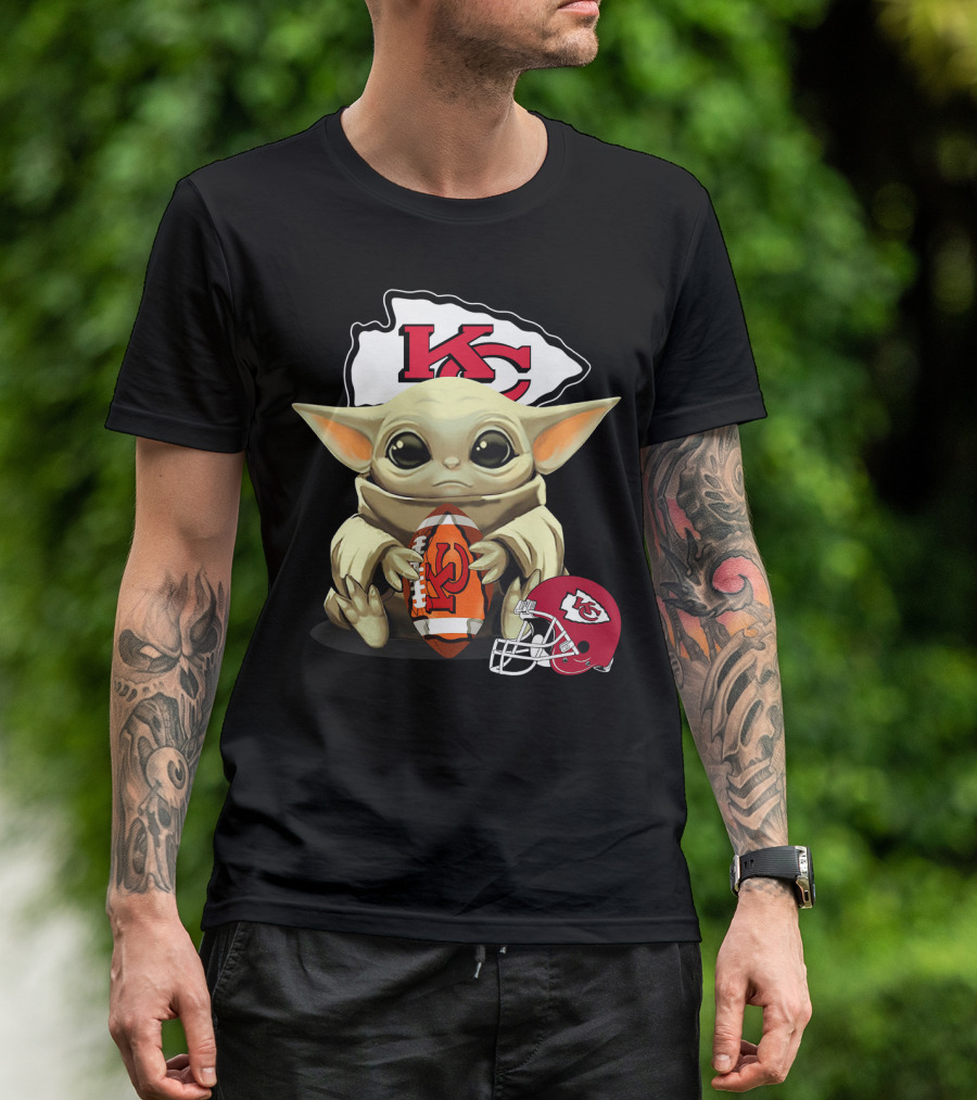 Baby Yoda Kansas City Chiefs Football Helmet T-Shirt