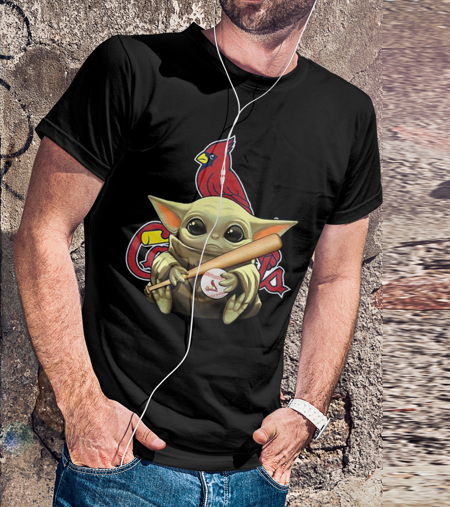 Baby Yoda St. Louis Cardinals Baseball Bat And Ball With Cardinal T-Shirt