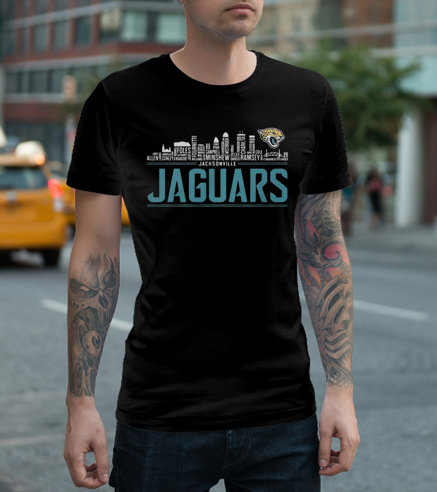 Jacksonville Jaguars City Skyline Nfl Football Names T-Shirt
