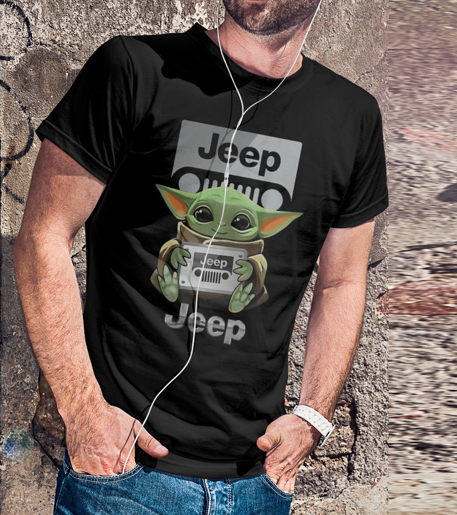 Baby Yoda Jeep Hugging Emblem T-Shirt