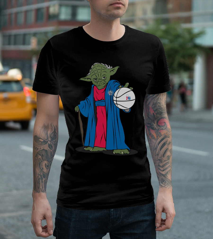MASTER YODA PHILADELPHIA 76ERS STAR WARS NBA CROSSOVER T-Shirt