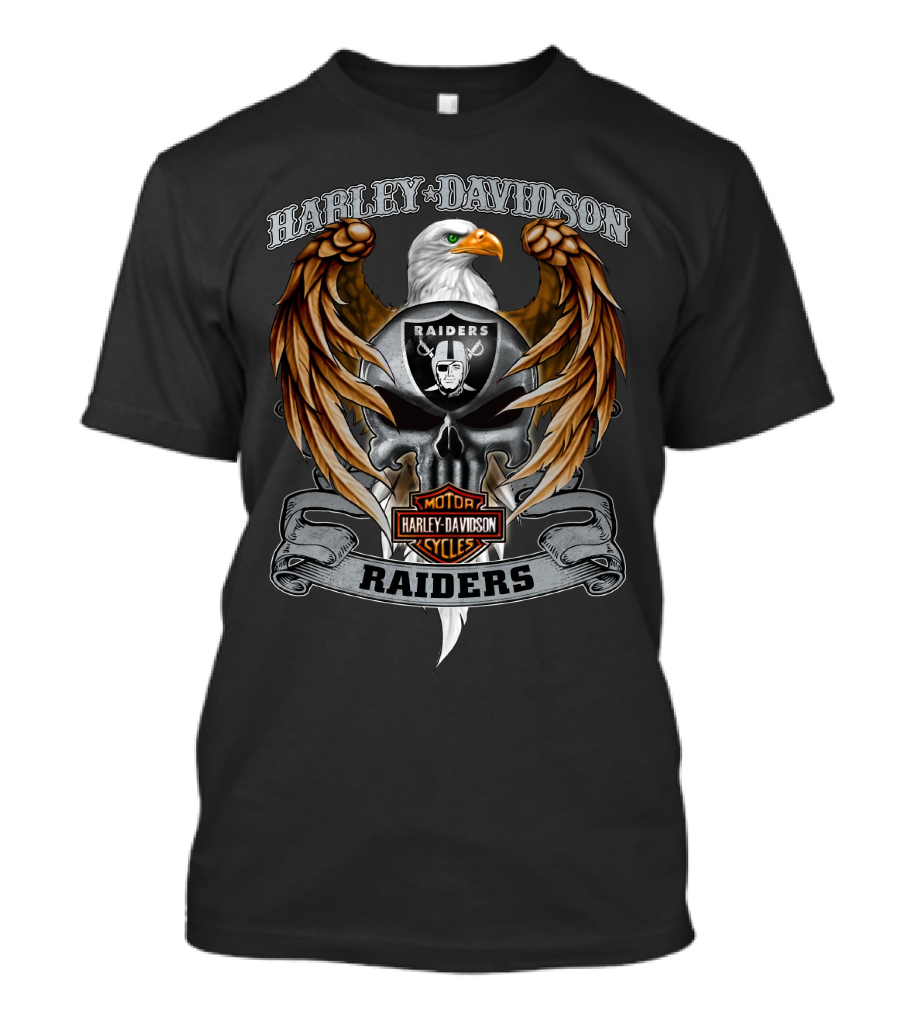 Harley Davidson Raiders Eagle Motor Cycles Nfl Las Vegas Raiders T-Shirt