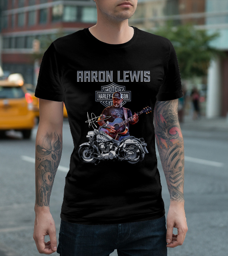 Aaron Lewis Harley Davidson Motorcycle And Guitar T-Shirt