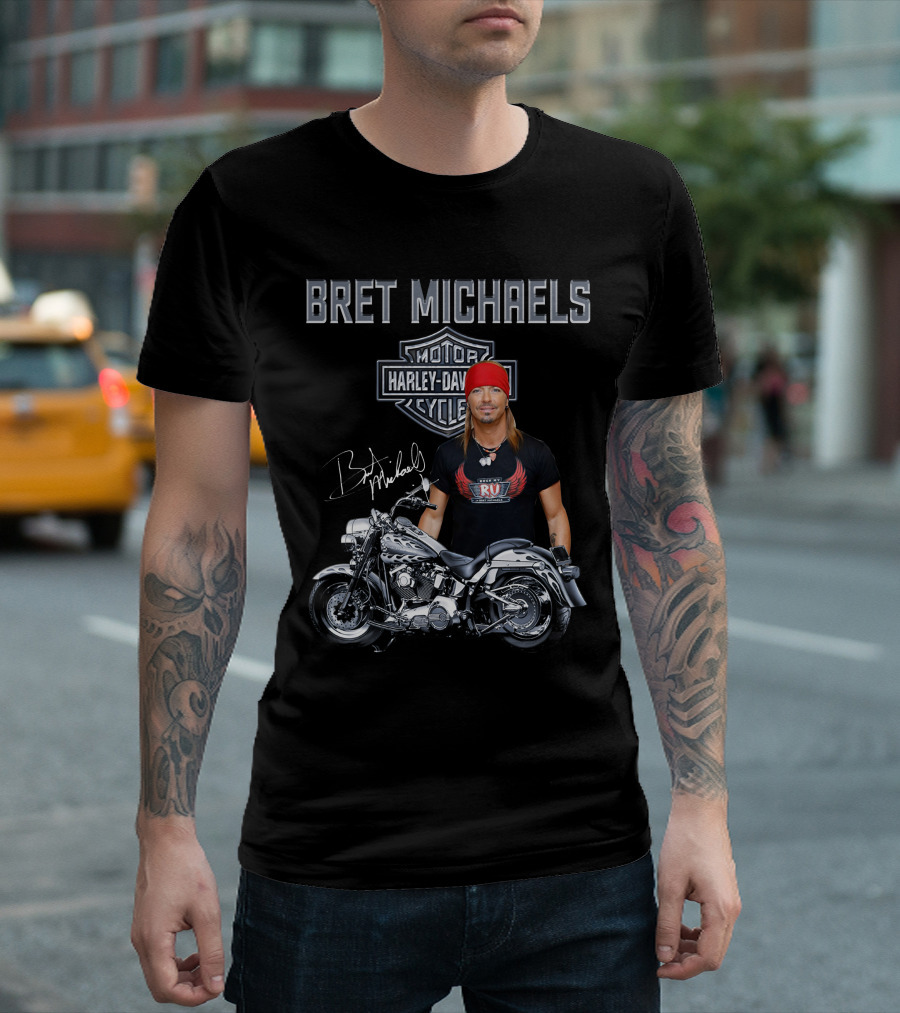 Bret Michaels Harley Davidson Motorcycle Rv Signature T-Shirt