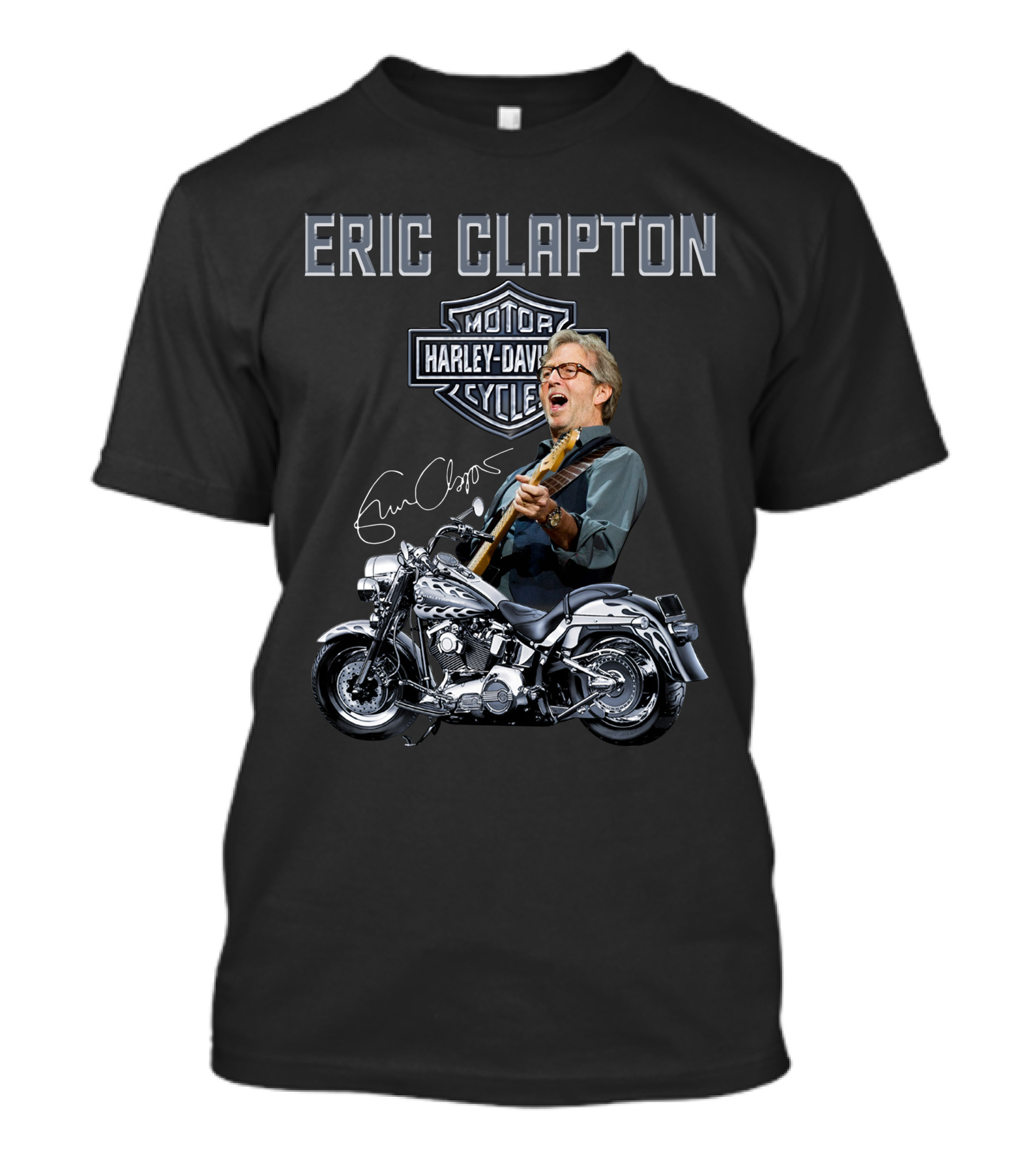 Eric Clapton Harley Davidson Motorcycles Signature Vintage Style T-Shirt