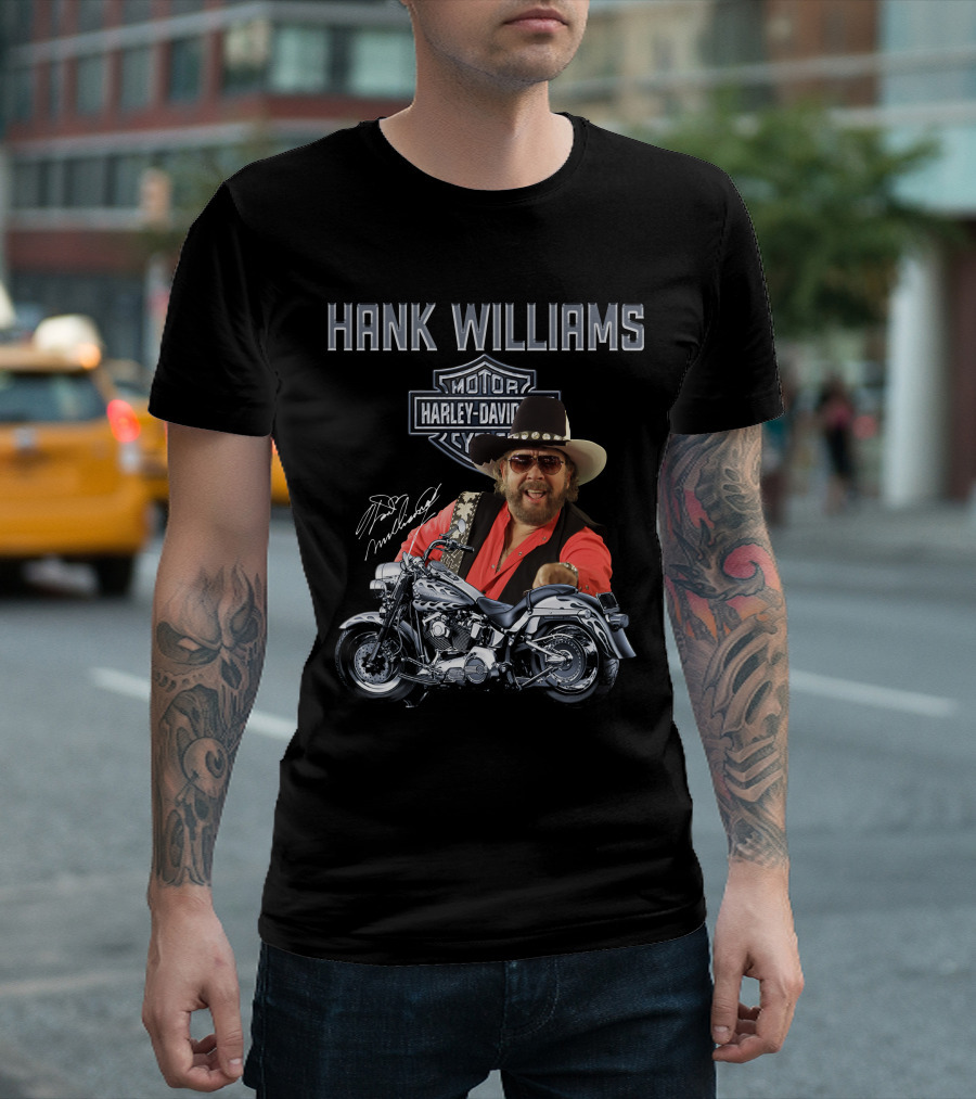 Hank Williams Harley Davidson Motorcycle Signature T-Shirt