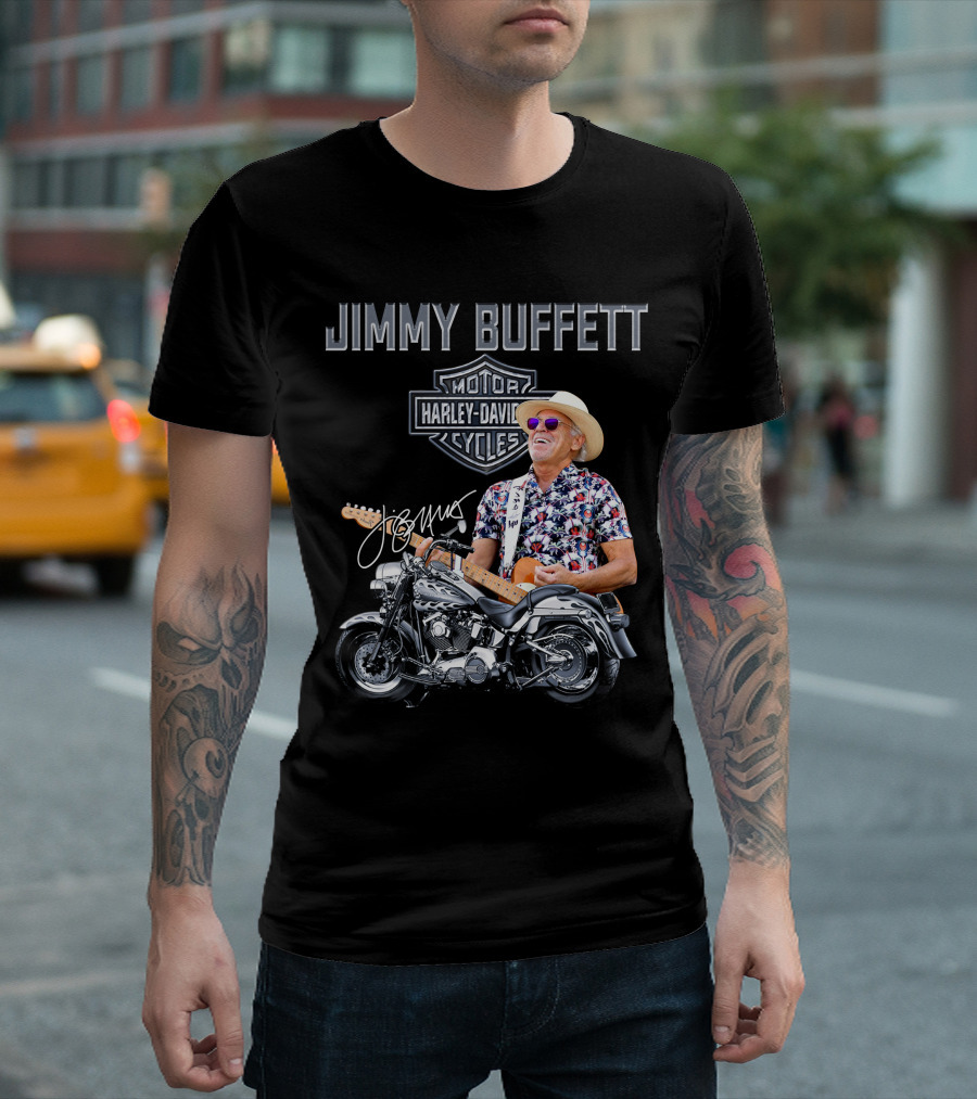 Jimmy Buffett Harley Davidson Motorcycles Vintage Style T-Shirt