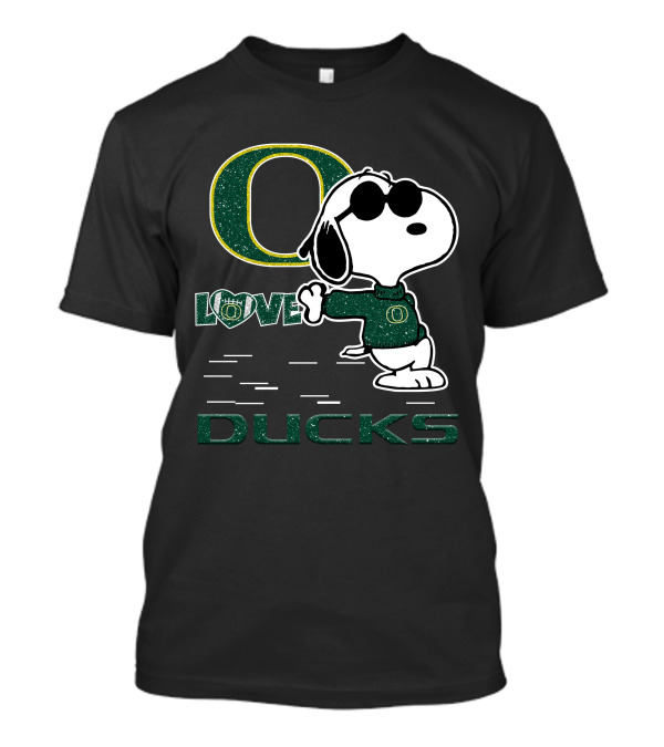 Snoopy Love Oregon Ducks Fan With Glitter Green O T-Shirt