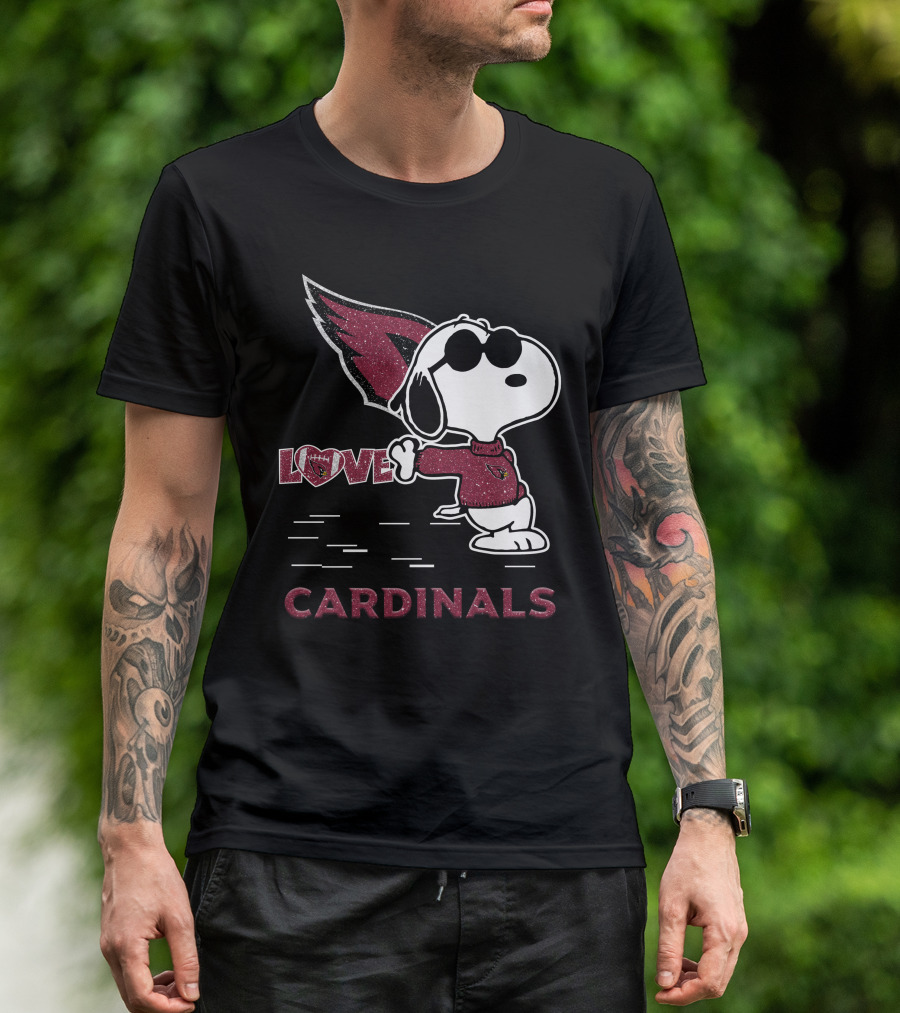 Snoopy Love Cardinals Arizona NFL Football Fandom T-Shirt
