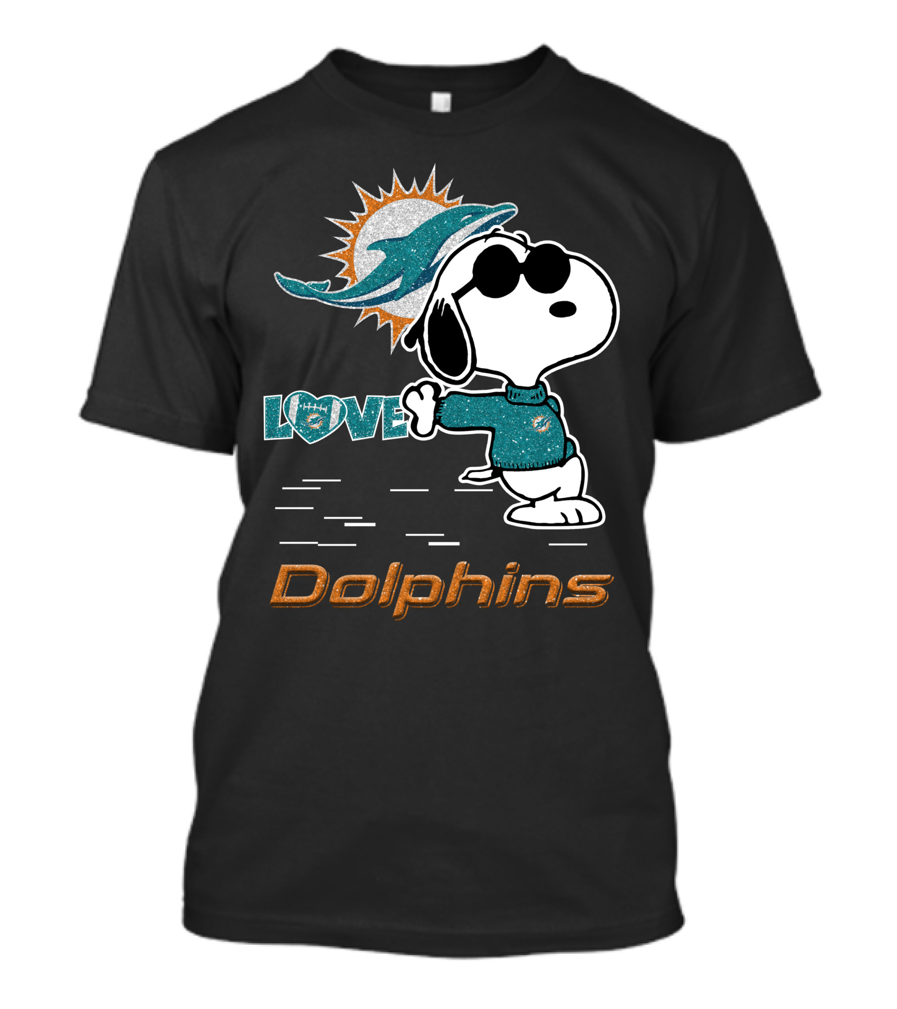 Snoopy Love Miami Dolphins Football Fan Graphics T-Shirt