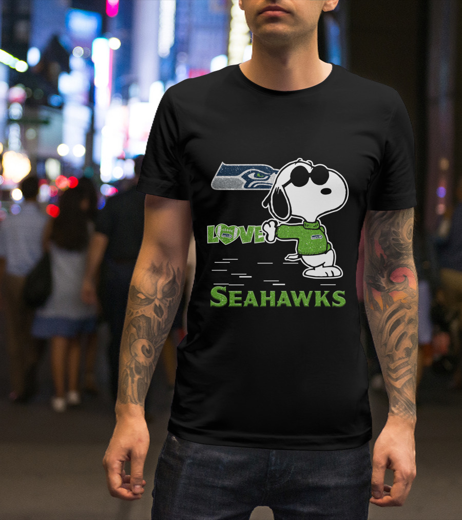 Snoopy Love Seahawks Seattle Football Iconic Peanuts Fandom T-Shirt