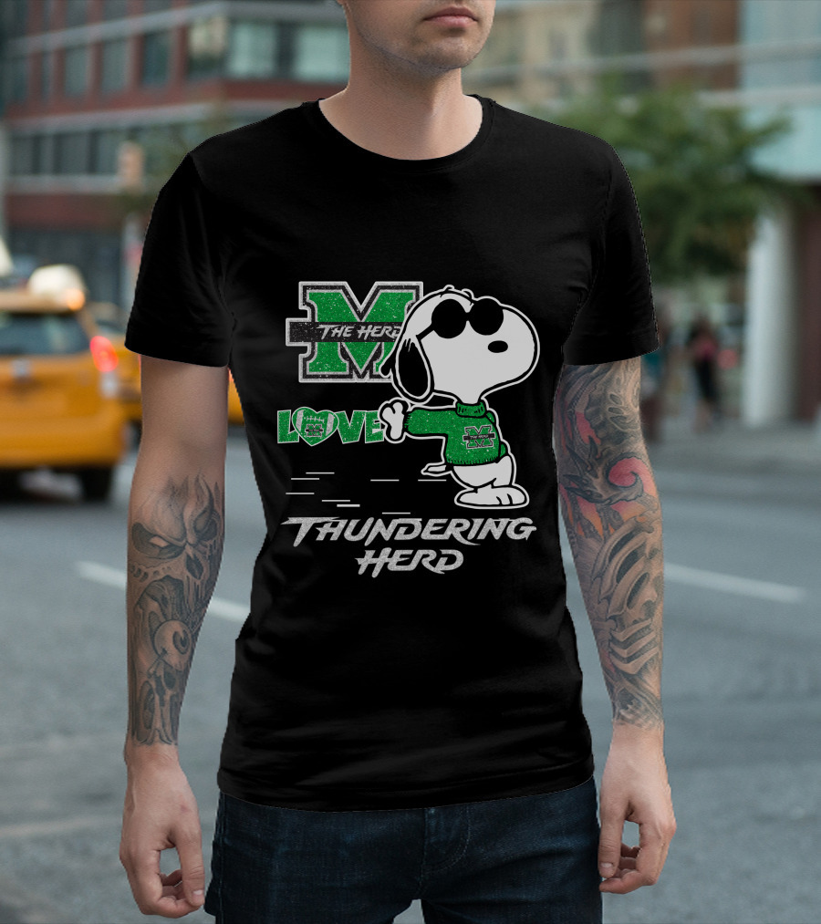 Snoopy Love Marshall The Herd Thundering Herd T-Shirt
