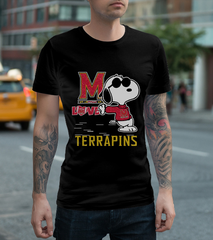 Snoopy Maryland Terrapins Love M T-Shirt