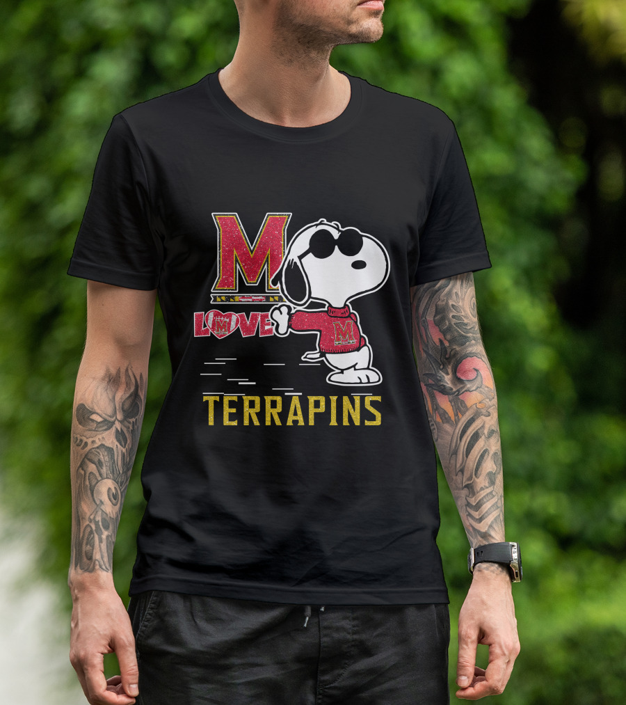 Snoopy Maryland Terrapins Love M T-Shirt