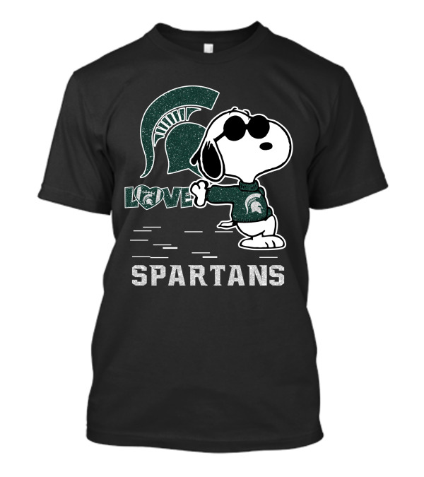 Snoopy Love Michigan State Spartans Emblem With Cool Pose T-Shirt