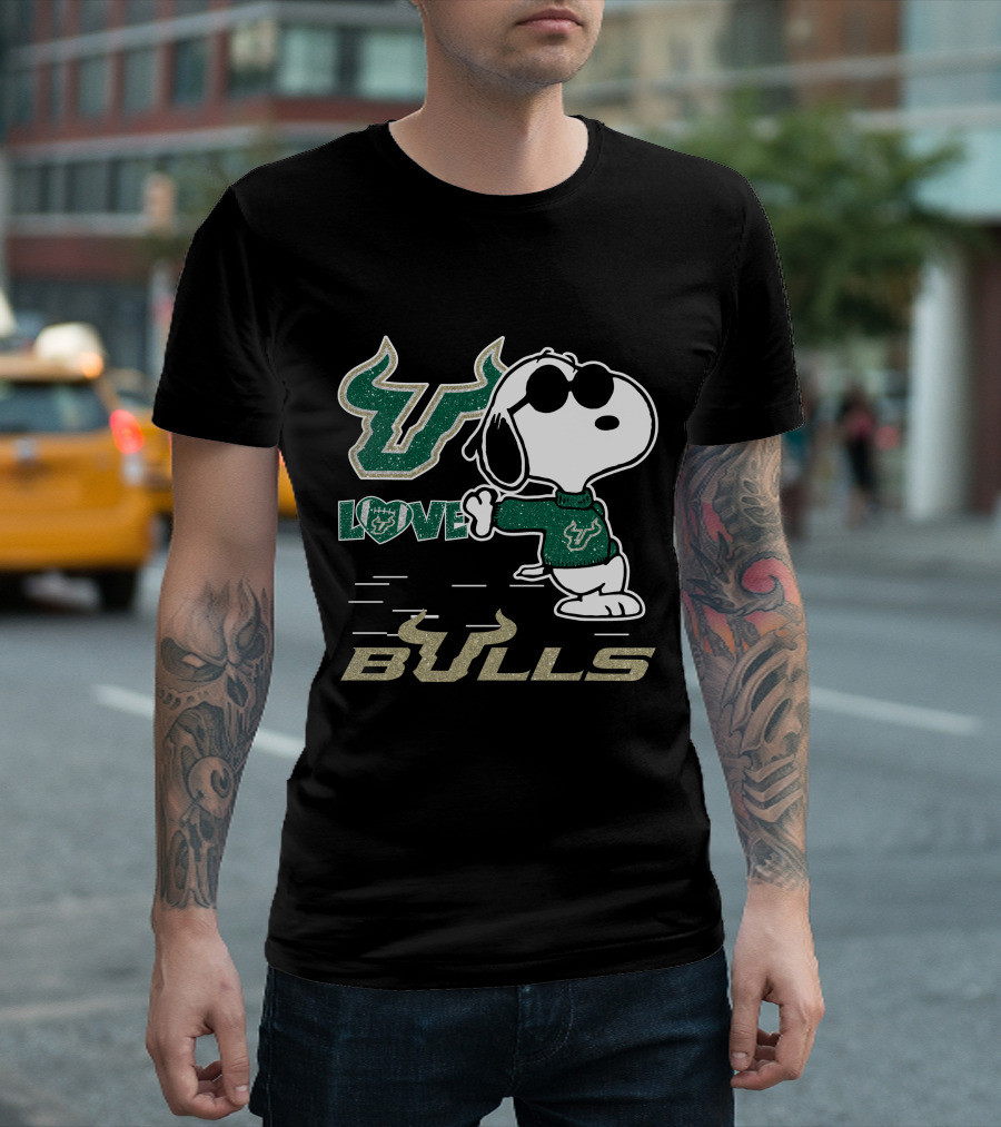 Snoopy Love Bull Horns Bulls T-Shirt