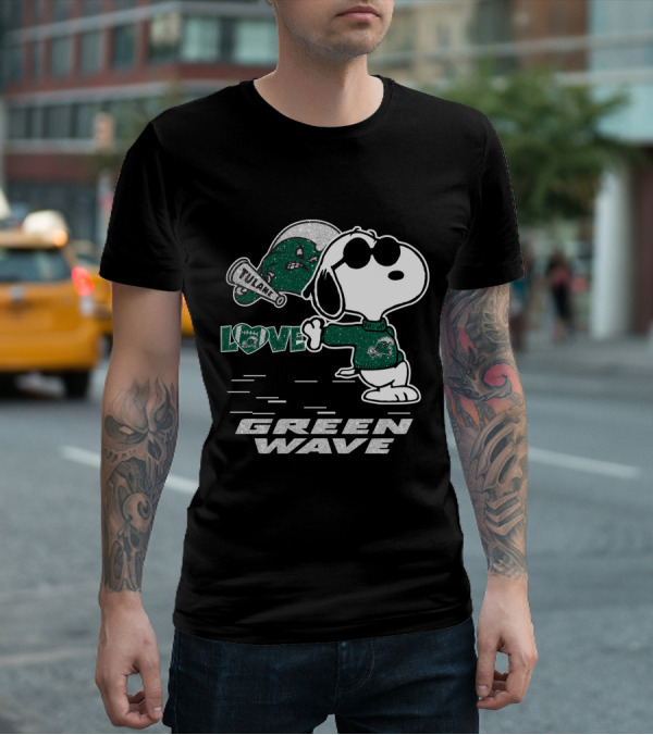 Snoopy Tulane Green Wave Love T-Shirt