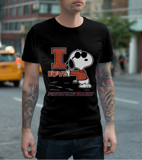 I Love Snoopy Illinois Fighting Illini T-Shirt