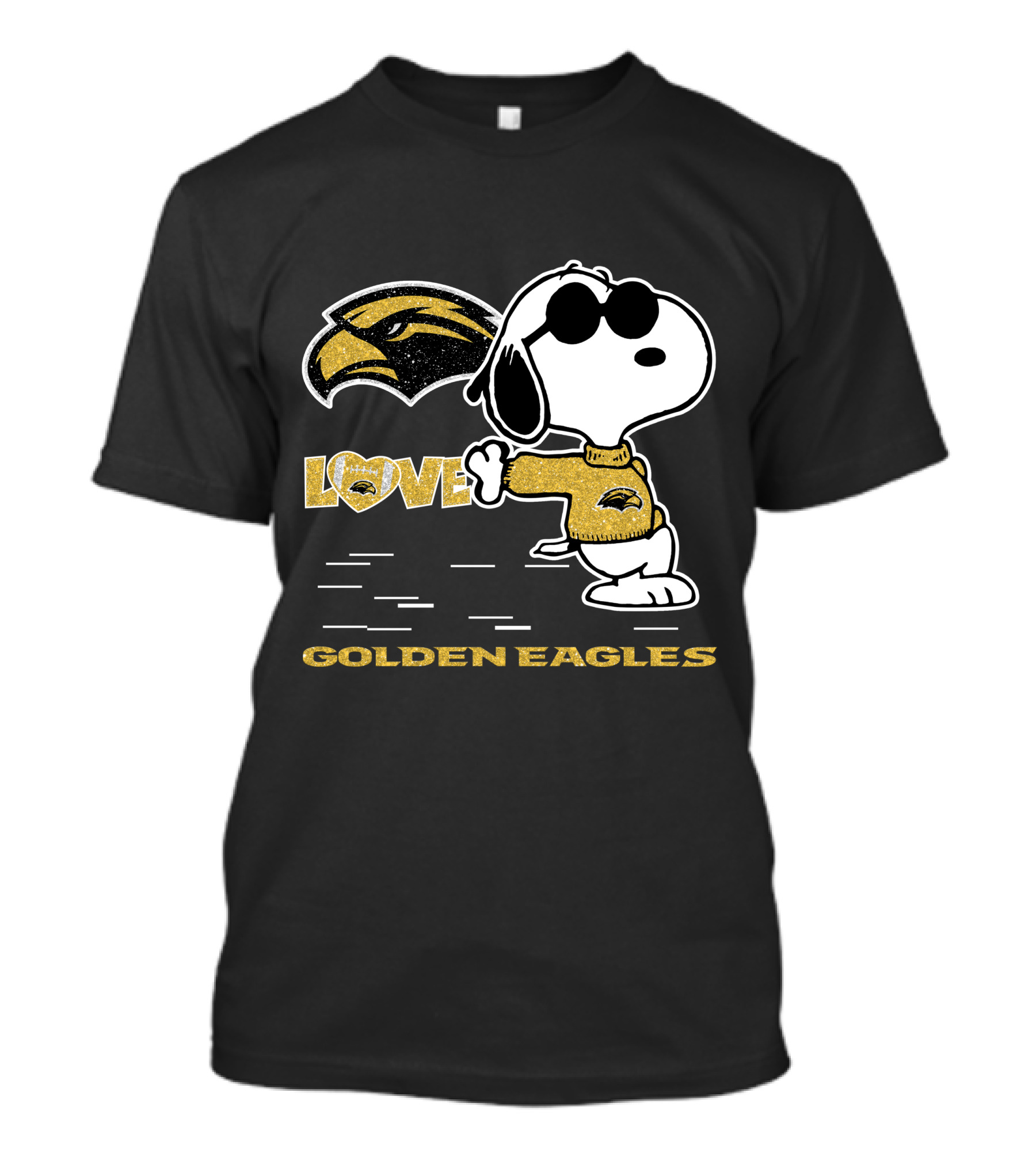 Snoopy Love Southern Miss Golden Eagles Heart T-Shirt