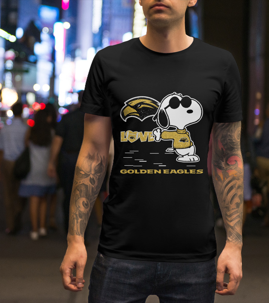 Snoopy Love Southern Miss Golden Eagles Heart T-Shirt