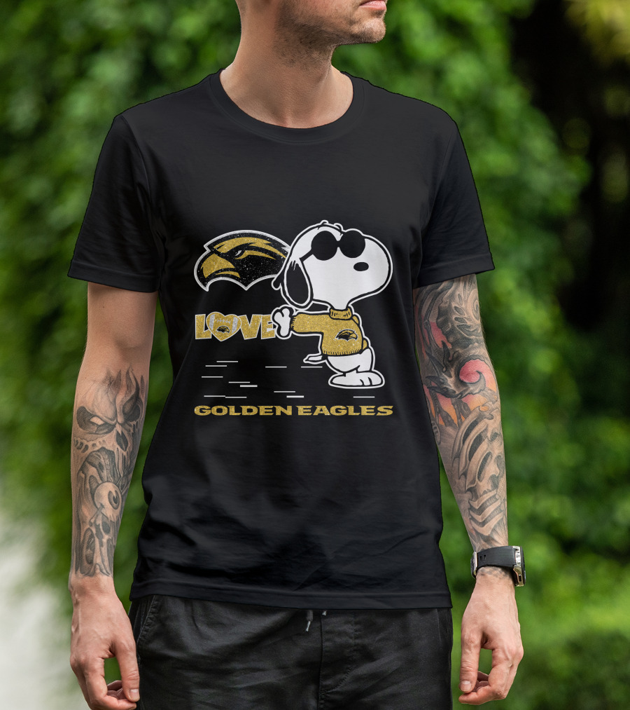 Snoopy Love Southern Miss Golden Eagles Heart T-Shirt