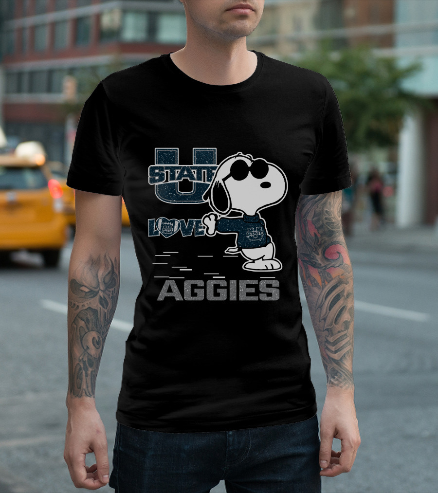 Snoopy State Love Utah Aggies T-Shirt