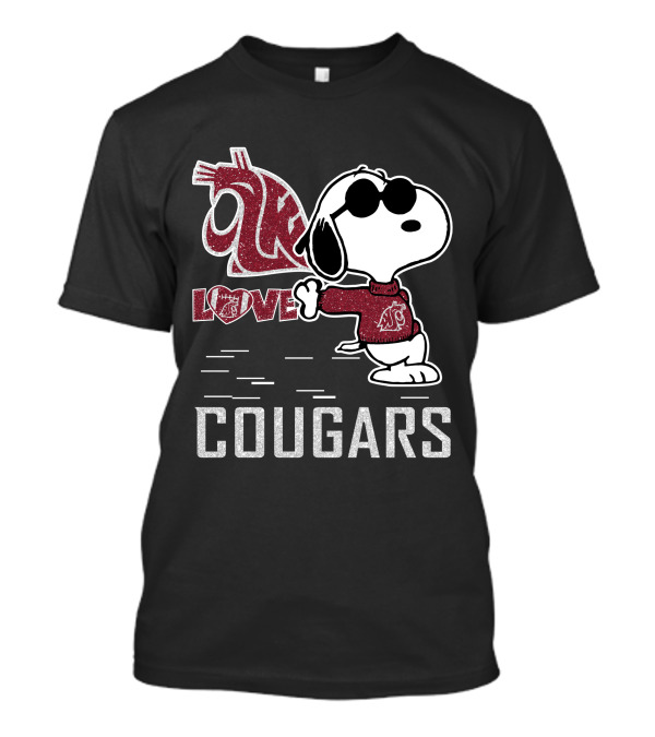 Snoopy Love Washington State Cougars Peanuts WSU Spirit T-Shirt