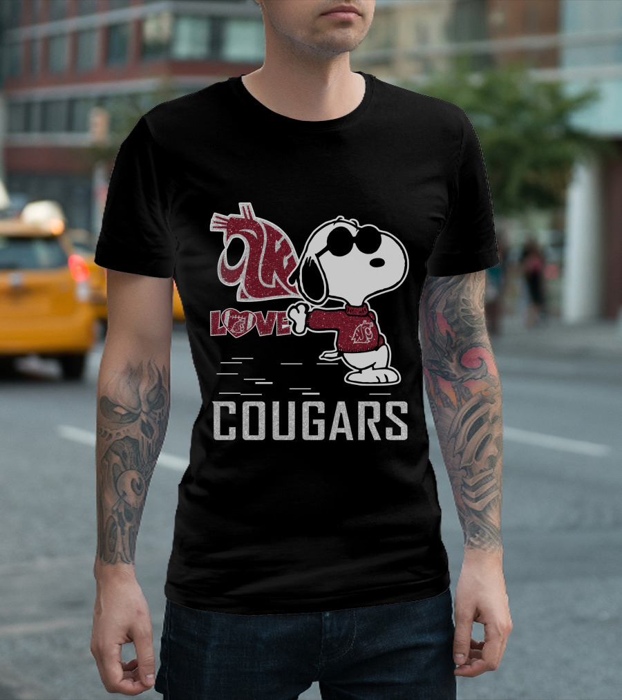 Snoopy Love Washington State Cougars Peanuts WSU Spirit T-Shirt