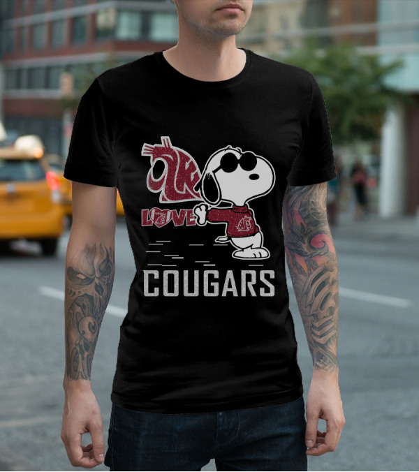 Snoopy Love Washington State Cougars Peanuts WSU Spirit T-Shirt