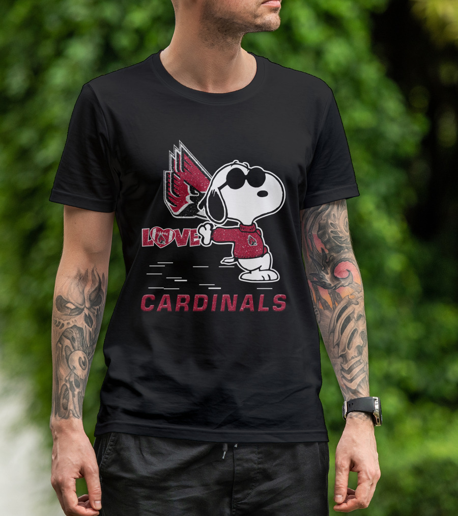 Snoopy Love Ball State Cardinals Peanuts Football Fan T-Shirt