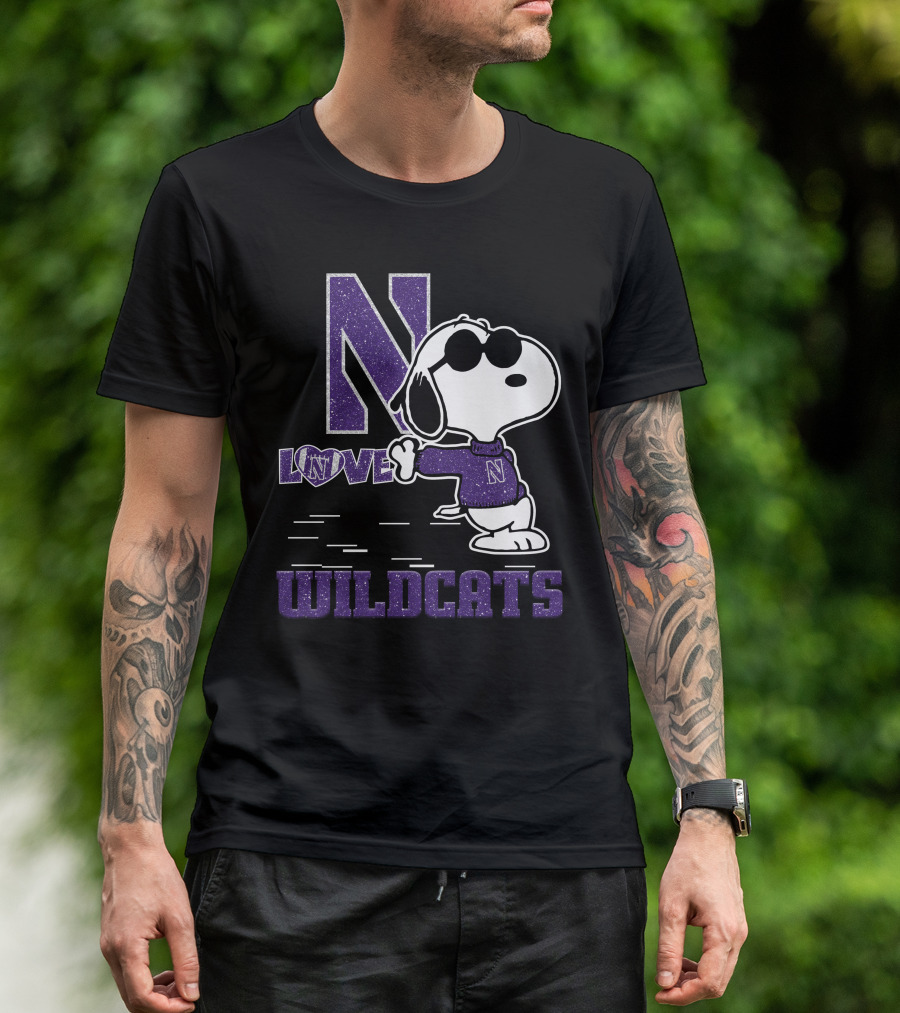 Snoopy Love N Northwestern Wildcats T-Shirt
