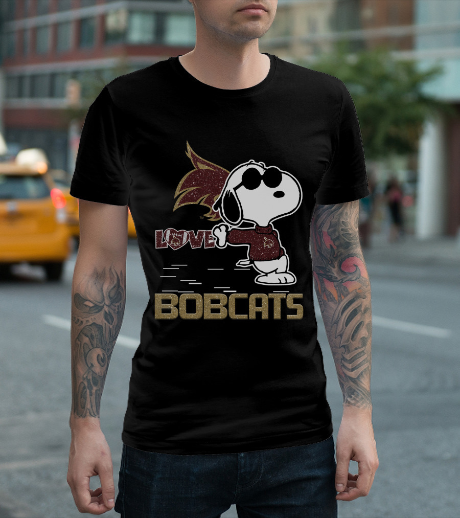 Snoopy Bobcats Love Texas State Bobcats T-Shirt