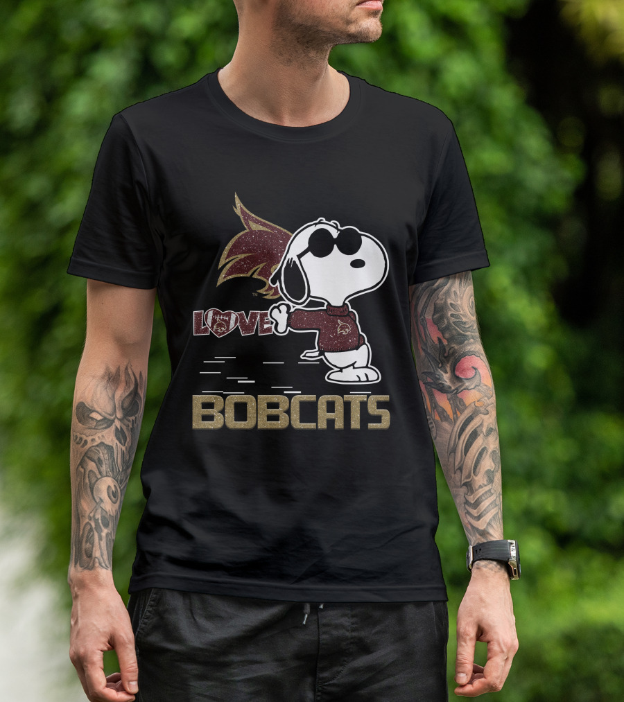 Snoopy Bobcats Love Texas State Bobcats T-Shirt