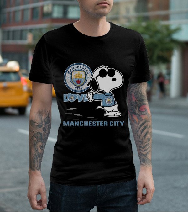 Snoopy Love Manchester City Badge Character Collection T-Shirt