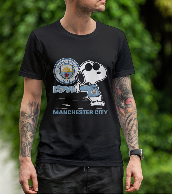 Snoopy Love Manchester City Badge Character Collection T-Shirt