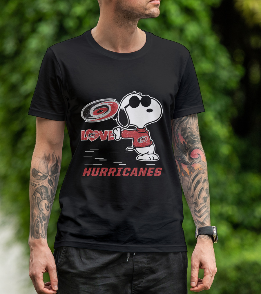 Snoopy Love Carolina Hurricanes Peanuts Hockey Fans T-Shirt
