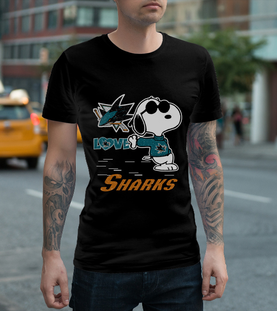 Snoopy Love San Jose Sharks Logo Hockey Enthusiast T-Shirt