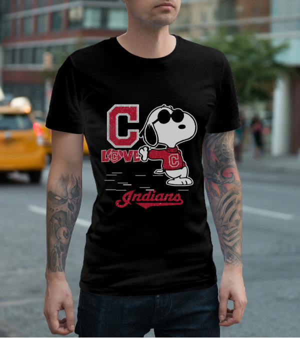 Snoopy C Love Cleveland Indians T-Shirt