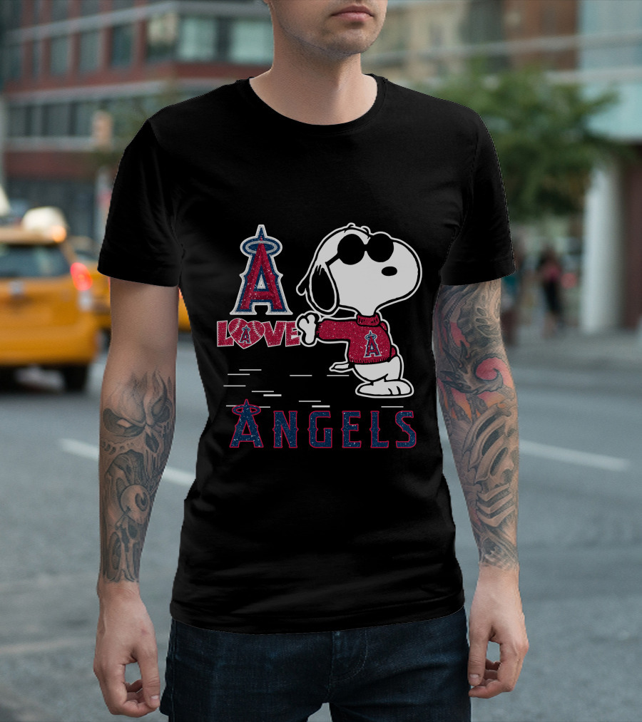 Snoopy Love Los Angeles Angels A Angels T-Shirt